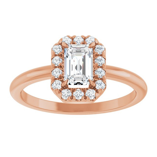 14K Rose Natural White Sapphire & 1/5 CTW Natural Diamond French-Set Halo-Style Ring