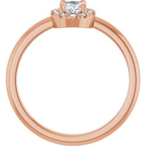 14K Rose Natural White Sapphire & 1/10 CTW Natural Diamond French-Set Halo-Style Ring