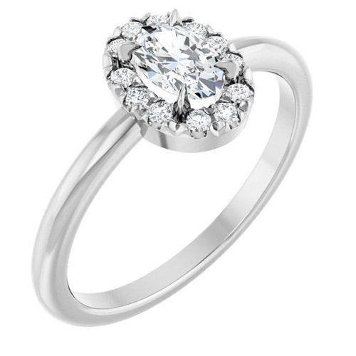 Sterling Silver Natural White Sapphire & 1/10 CTW Natural Diamond French-Set Halo-Style Ring