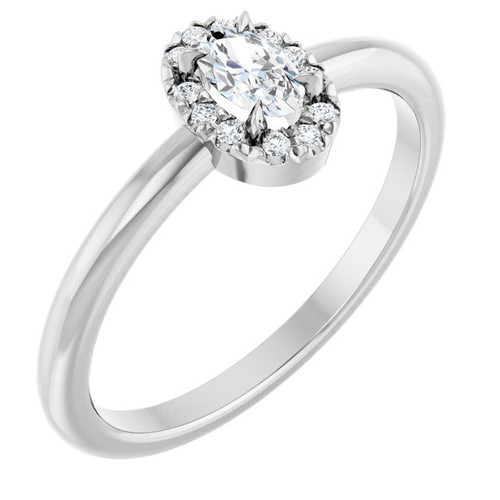 14K White Natural White Sapphire & .05 CTW Natural Diamond French-Set Halo-Style Ring