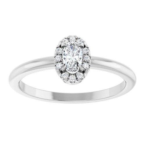 14K White Natural White Sapphire & .05 CTW Natural Diamond French-Set Halo-Style Ring