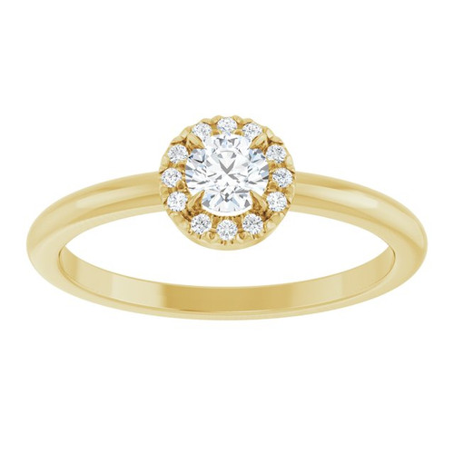 14K Yellow 1/4 CTW Natural Diamond French-Set Halo-Style Ring 