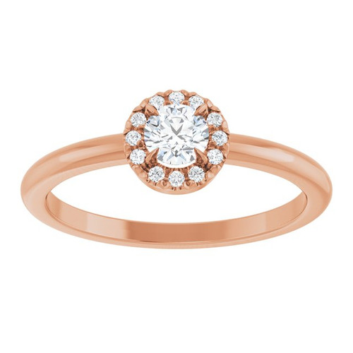 14K Rose 1/4 CTW Natural Diamond French-Set Halo-Style Ring 