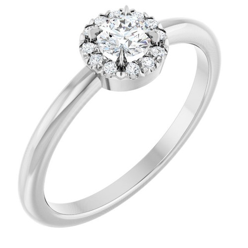 14K White 1/4 CTW Natural Diamond French-Set Halo-Style Ring 