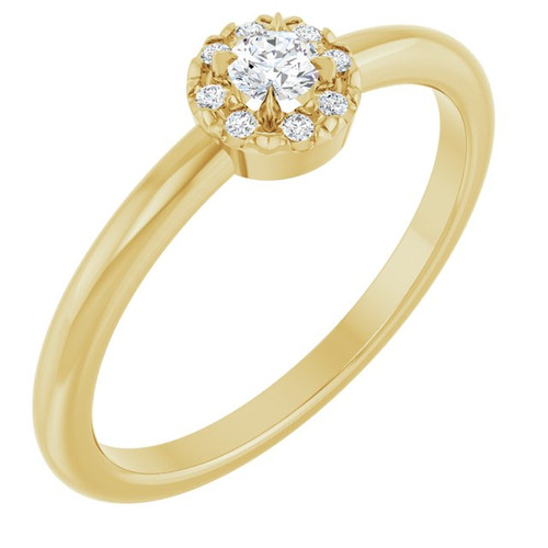 14K Yellow 1/8 CTW Natural Diamond French-Set Halo-Style Ring 