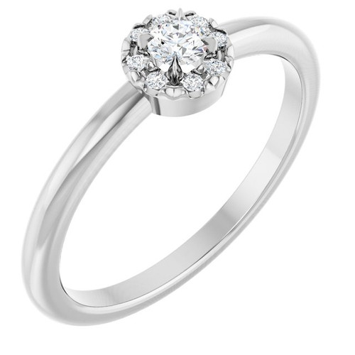 Platinum 1/8 CTW Natural Diamond French-Set Halo-Style Ring 