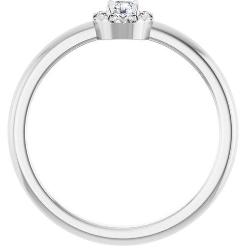 Sterling Silver Natural White Sapphire & .03 CTW Natural Diamond French-Set Halo-Style Ring