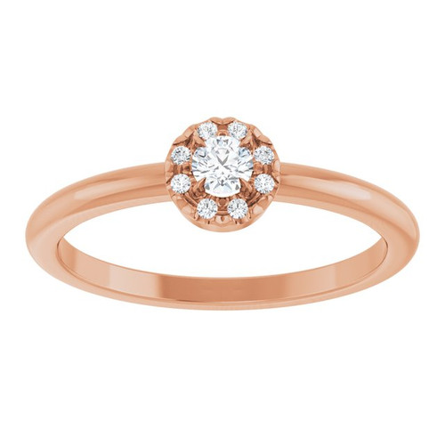 14K Rose 1/8 CTW Natural Diamond French-Set Halo-Style Ring 