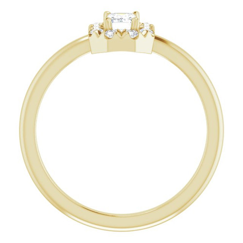 14K Yellow Natural White Sapphire & 1/8 CTW Natural Diamond French-Set Halo-Style Ring