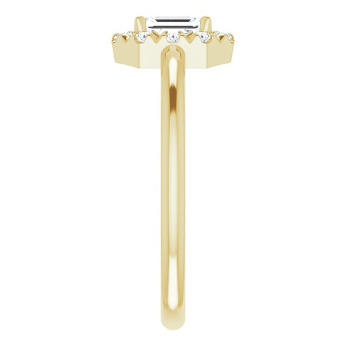 14K Yellow Natural White Sapphire & 1/8 CTW Natural Diamond French-Set Halo-Style Ring