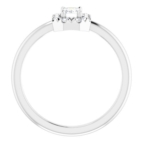 Sterling Silver Natural White Sapphire & 1/8 CTW Natural Diamond French-Set Halo-Style Ring