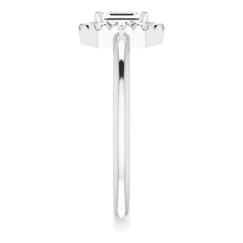 Sterling Silver Natural White Sapphire & 1/8 CTW Natural Diamond French-Set Halo-Style Ring