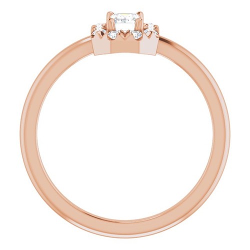 14K Rose Natural White Sapphire & 1/8 CTW Natural Diamond French-Set Halo-Style Ring