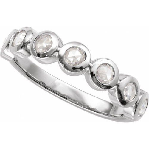 Platinum Rose-Cut Lab-Grown Moissanite Stackable Ring