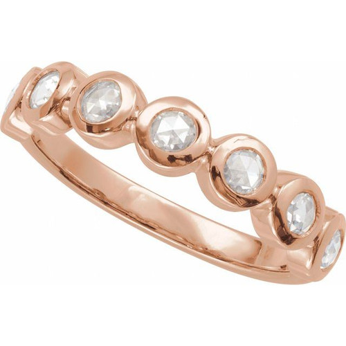 14K Rose Rose-Cut Lab-Grown Moissanite Stackable Ring