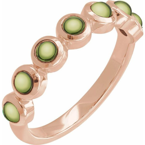 14K Rose Cabochon Natural Peridot Stackable Ring