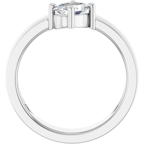 14K White Natural White Sapphire Asymmetric Solitaire Ring