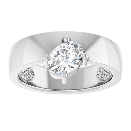 14K White Natural White Sapphire Asymmetric Solitaire Ring