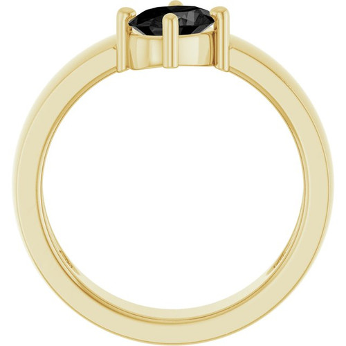 14K Yellow Natural Gray Spinel Asymmetric Solitaire Ring