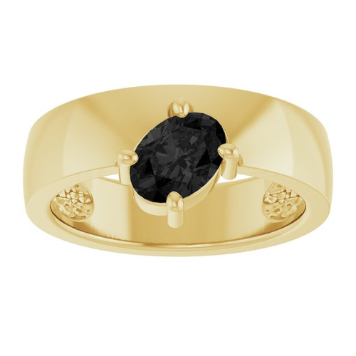 14K Yellow Natural Gray Spinel Asymmetric Solitaire Ring