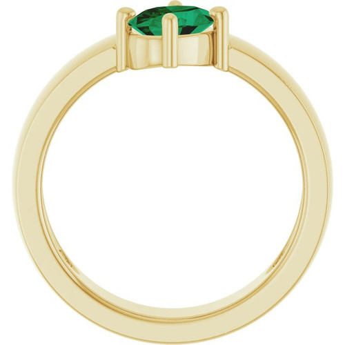 14K Yellow Lab-Grown Emerald Asymmetric Solitaire Ring