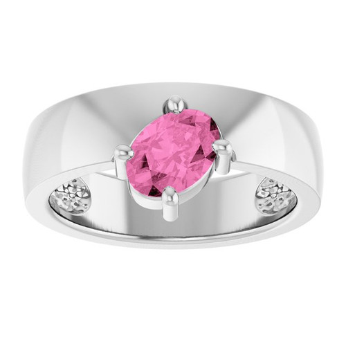 Platinum Lab-Grown Pink Sapphire Asymmetric Solitaire Ring