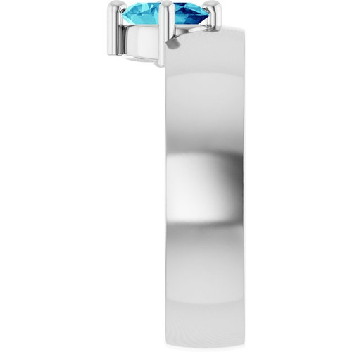 14K White Natural Blue Zircon Asymmetric Solitaire Ring