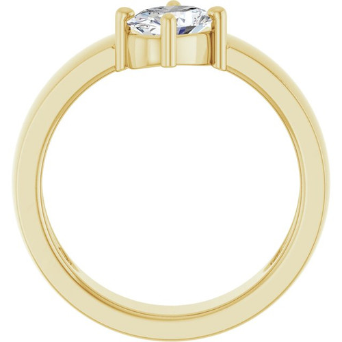 14K Yellow Natural White Sapphire Asymmetric Solitaire Ring
