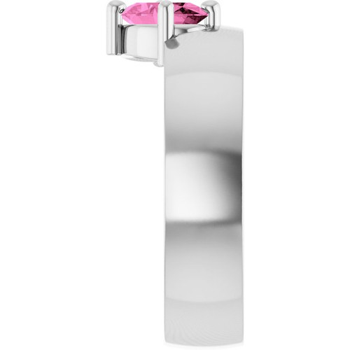 14K White Lab-Grown Pink Sapphire Asymmetric Solitaire Ring