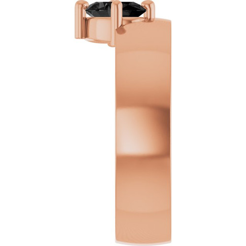 14K Rose Natural Black Onyx Asymmetric Solitaire Ring