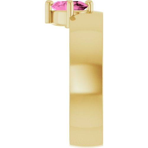 14K Yellow Lab-Grown Pink Sapphire Asymmetric Solitaire Ring