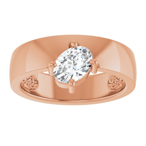 14K Rose Natural White Sapphire Asymmetric Solitaire Ring