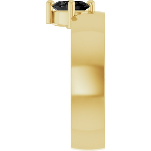 14K Yellow Natural Black Onyx Asymmetric Solitaire Ring