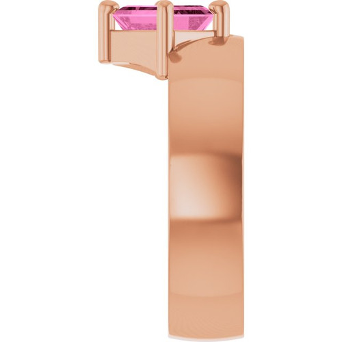 14K Rose Lab-Grown Pink Sapphire Asymmetric Solitaire Ring