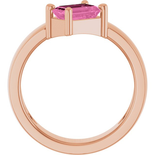 14K Rose Lab-Grown Pink Sapphire Asymmetric Solitaire Ring