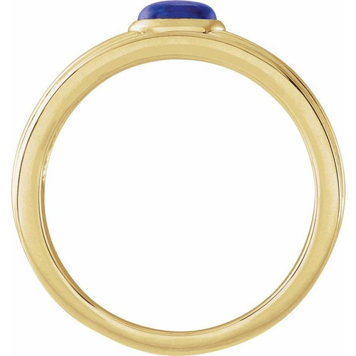 14K Yellow 5x3 mm Oval Natural Lapis Cabochon Ring