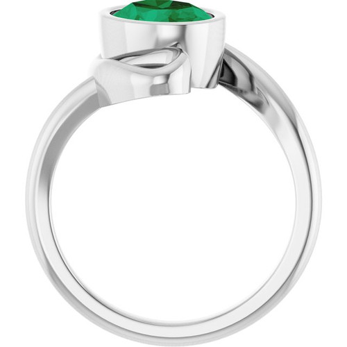 14K White  Lab-Grown Emerald Ring