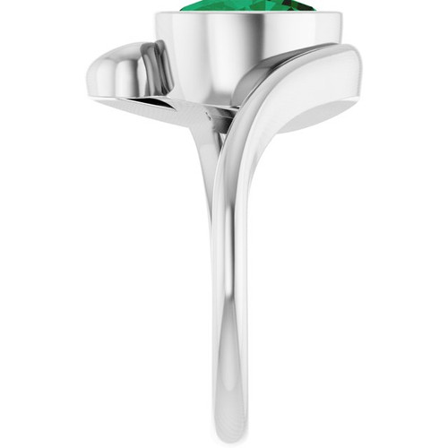 14K White  Lab-Grown Emerald Ring