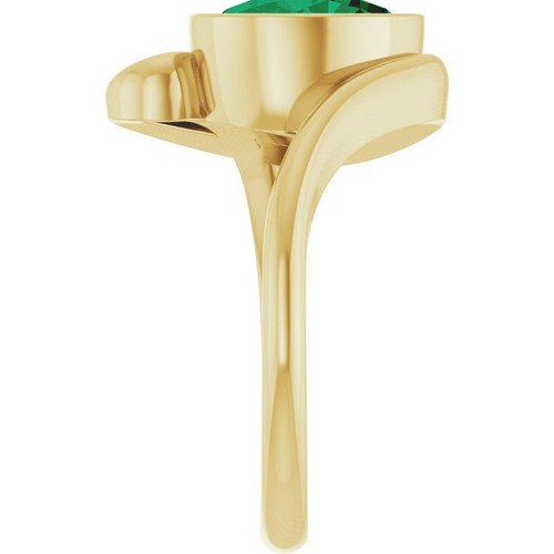 14K Yellow  Lab-Grown Emerald Ring