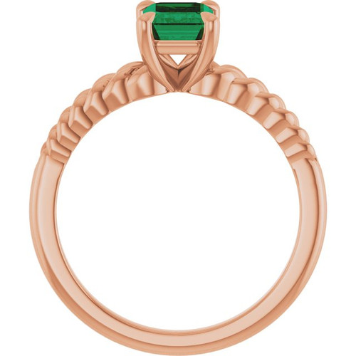 14K Rose Emerald Lab-Grown Emerald Solitaire Ring