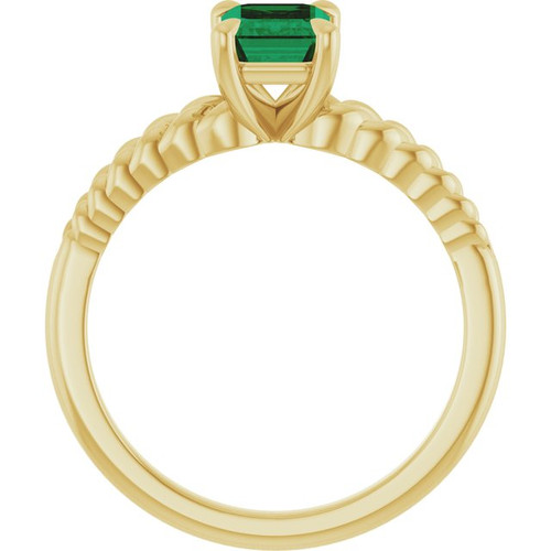 14K Yellow Emerald Lab-Grown Emerald Solitaire Ring