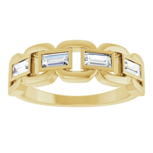 14K Yellow Lab-Grown Moissanite Chain Link Ring
