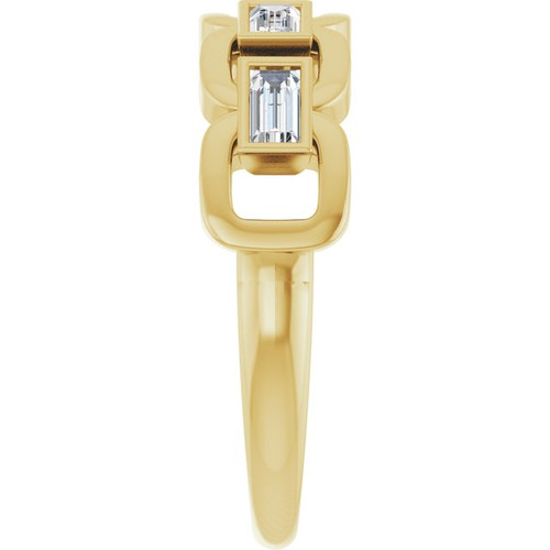 14K Yellow Lab-Grown Moissanite Chain Link Ring