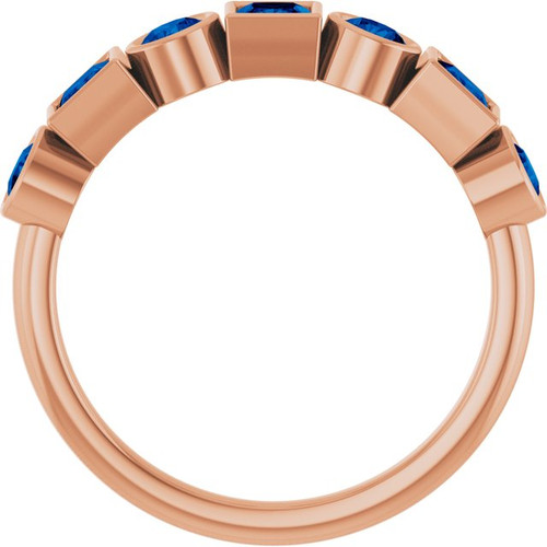 14K Rose Lab-Grown Blue Sapphire Stackable Ring