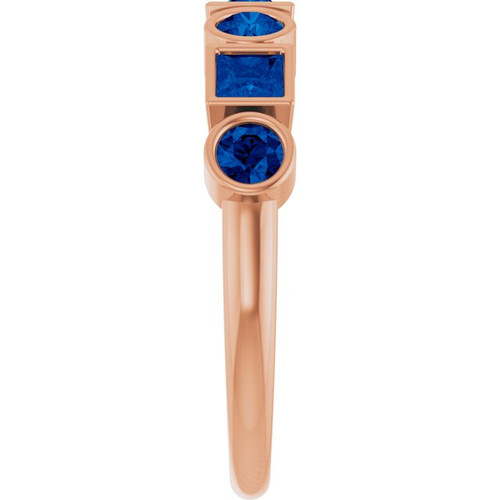 14K Rose Lab-Grown Blue Sapphire Stackable Ring