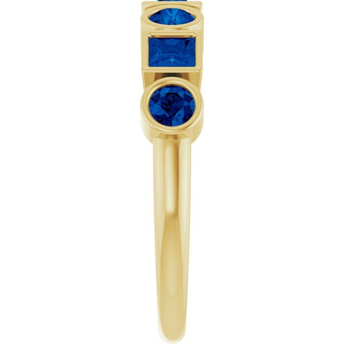 14K Yellow Lab-Grown Blue Sapphire Stackable Ring