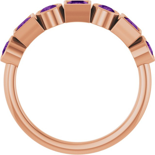 14K Rose Natural Amethyst Stackable Ring