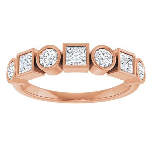 14K Rose Natural White Sapphire Stackable Ring