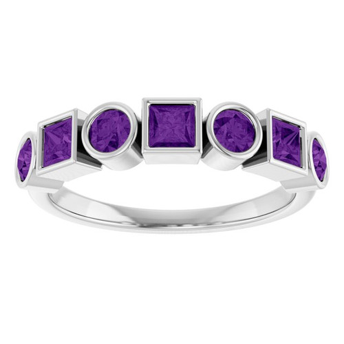 Sterling Silver Natural Amethyst Stackable Ring
