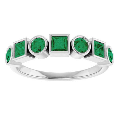 Sterling Silver Lab-Grown Emerald Stackable Ring